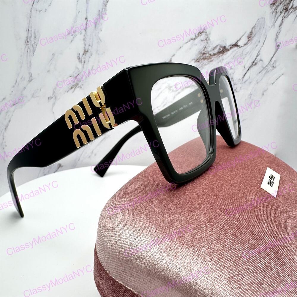 MIU MIU Womens Eyeglasses Black Square Full Rim frames 52-19mm Rx-able Womens